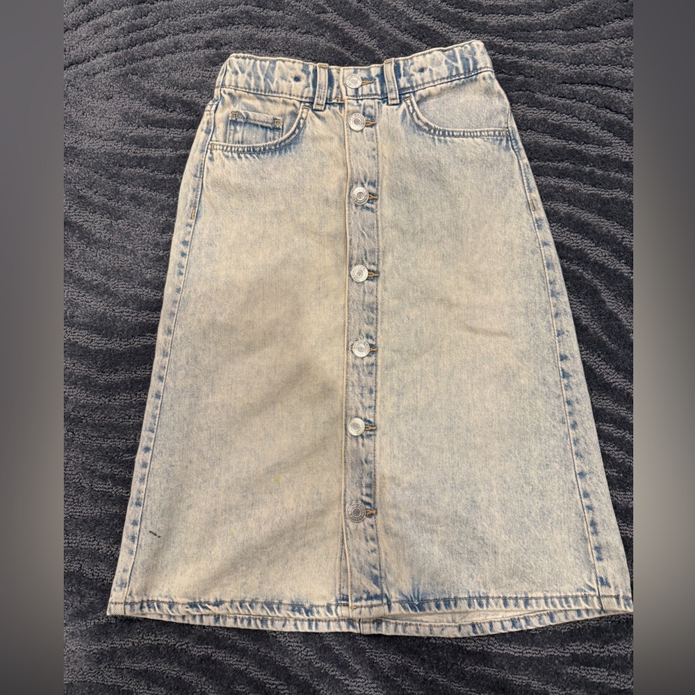 H&M washed denim midi skirt